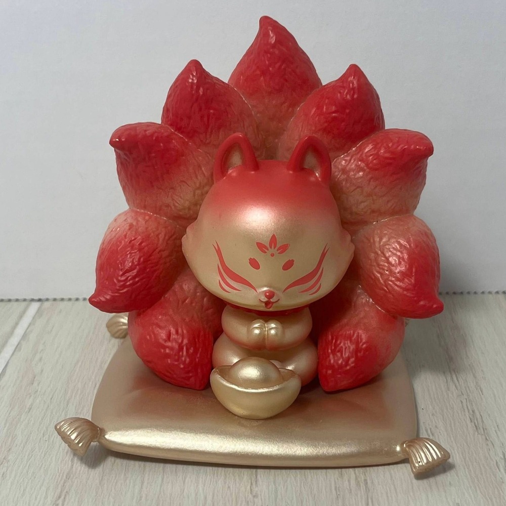Ancient Nine Tail Gumiho Fox Lucky Fortune Imperial Palace Red Gold Figure 9